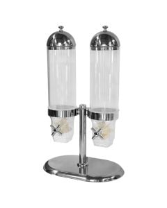 Double cereal dispenser 3 (x2) Lt, Size: 37.5x24.5 cm. Color: Silver, Material: Stainless steel + Polycarbonate