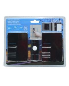 Wireless doorbell, with 2 receivers and 1 dial, 80m, LED, 3 programs, 11x7.5x3 cm, 2xAA, 1xCR2032, IP44