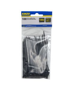 Fasheta plastike, Kinzo, 2.5x100 mm, 100 cop, e zezë