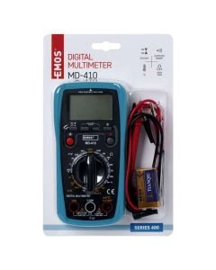 Multimeter, Emos, 200 mV – 300 V AC, 20 mA – 10 A AC, 200 mV – 300 V DC, 20 mA – 10 A DC, 200 Ohm – 20 MOhm,    0 °C to +1 000 °C, 1x9 V