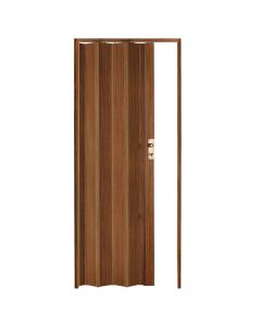 Folding door, PVC, with aluminum lock, 88.5x214 cm, dark walnut color, with wood texture