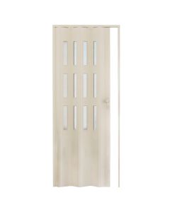 Folding door, PVC, with aluminum lock, 88.5x214 cm, white color with glass