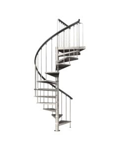 Garden Spin Staircase, with metal steps, ø155 cm, H282 cm, 11 tread + pedal, gray steps and gray structure