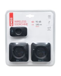 Wireless Doorbell, Emos, 180 m max, 52 melody, 90 dB, 1 × 12 V A23 / 3 × 1.5 V AAA, 433 MHz