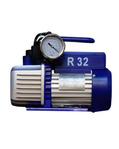 Two-stage vacuum pump, with solenoid valve, vacum guage in oil bath, BEV-BO, gas R32, 0.3 Pa/25 micron, 1/4", Ø 63 mm