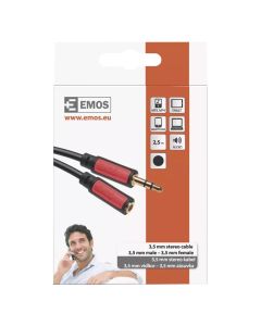 Stereo cable, type 3.5mm plug / socket, 2.5 m