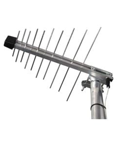 TV antenna, Emos, outdoor, 20–30 dB, distance from TV tower: 0-100 km max, DVB-T / T2, Full HD broadcasts, 470–790 MHz, DC 5–12 V / 100 mA, LTE filter, 75 Ohm, 20 elements, 30 ° / 40 °, 40x3.9x33 cm