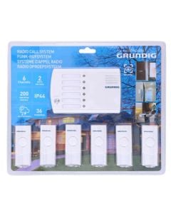 Radio call system, Grundig, 6 channels, 200 m, IP44, 36 melodies, 1xCR2032, 3xAA