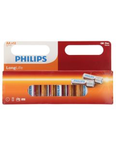 Batteries, Philips, AA/LR6, longlife, 12 pieces/pack