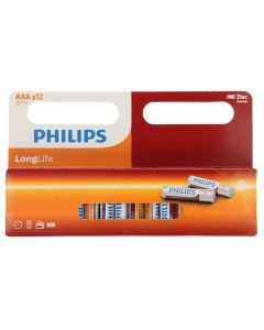 Batteries, Philips, AAA/LR03, longlife, 12 pieces/pack