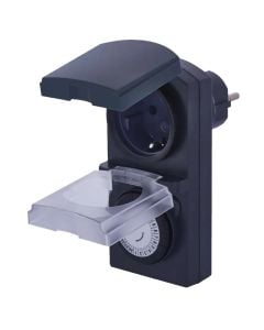 Schuko mechanic timer 24 ore 230V/16A, 3680W max, IP44, 30 min time