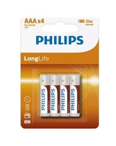 Battery, Philips, 4xAAA, longlife