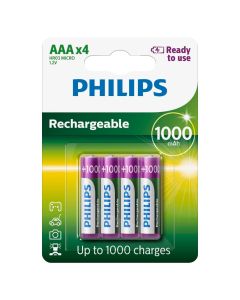 Rechargeable batteries, Philips, 4xAAA, 1.2 V NiMH 1000 mA