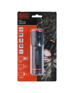 Flashlight, Black&Decker, 10 W, 400 lm, LED, aluminum, 200 m, 4xAAA, Ø4x14.2 cm