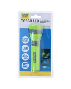 Flashlight, Kinzo, 100 lm, LED, plastic, 80 m, 2xAA, Ø4x14.5 cm