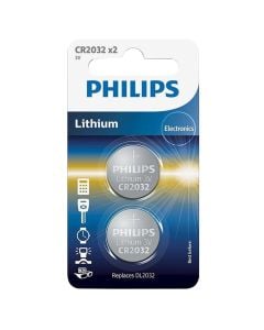Battery, Philips, CR2032, Lithium, 3 V, 2 pcs/pack