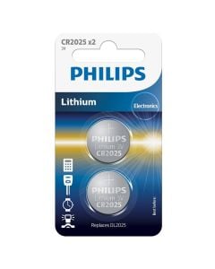 Battery, Philips, CR2025, Lithium, 3 V, 2 pcs/pack