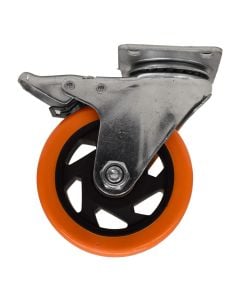 Orange rotating wheel with brakes,  Ø100mm