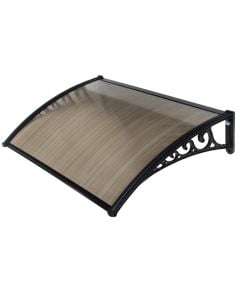 Canopy for entrance doors polycarbonate, Satin fume, anti-UV, black arms, L120 x W100 cm