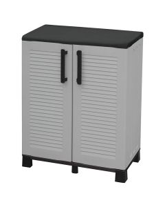 Plastic cabinet,eco-polypropylene, is equipped with steel hinges and adjustable shelves, adjustable legs, dimensionss L 680 x P370 x H 900 mm