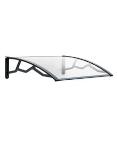 Canopy for entrance doors polycarbonate, trasparent, anti-UV, dark grey arms, L120 x W80 cm