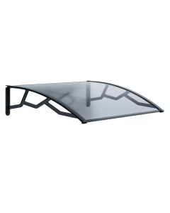Canopy for entrance doors polycarbonate, trasparent, anti-UV, dark grey arms, L120 x W100 cm