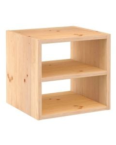 Solid pine wood 1 cube with intermediate shelf,  thickness 16 mm, untreated, 36.2 x 33 x 36.2 cm