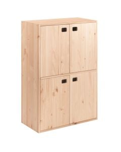 Solid pine wood DINAMIC 4 doors. Interios shelves adjustable in height., 105.4 x 33 x 70.8 cm