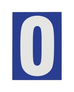 Number 0, PVC, with blue background, with adhesive, 65x90 mm