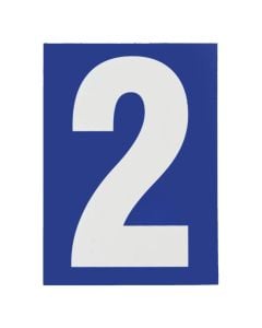 Number 2, PVC, with blue background, with adhesive, 65x90mm