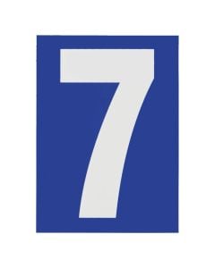 Number 7, PVC, with blue background, with adhesive, 65x90mm