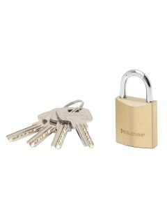 Masterlock padlock, Security level 5, 30 mm brass padlock- 17mm hardened steel shackle, 5mm diam. - high security 4 pins - reversible key, Indoor