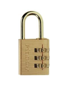 Masterlock padlock, Security level 4, 30mm alu padlock with brass finish- 23mm brass plated steel shackle, ø 5mm - brass dialing wheels, Indoor