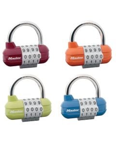 Masterlock padlock, Security level 6, 64mm pro sport padlock-25mm hardened steel shackle - 4 dialling wheels - assorted colours, Indoor