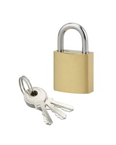 Padlock brass-plated steel padlock with nickel-plated steel handle in 25mm with 3 keys varied