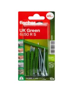 fischer universal dowel UX Green 6 x 60 RS with edge and screw