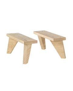 Kit of 2 solid pine wood legs 13.5 cm high