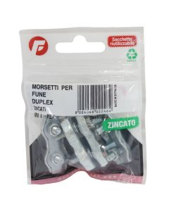 Double wire rope clip, Ø4mm, bag4