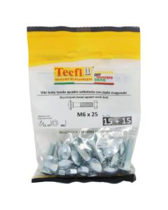 Mushroom head square neck bolt w/hex nut, 4.8, zp, M6x25mm, Bag 15