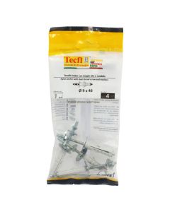 Nylon anchor w/dual thread screw, nuts and washer,zp, Ø9x40 - M4mm, Bag 4