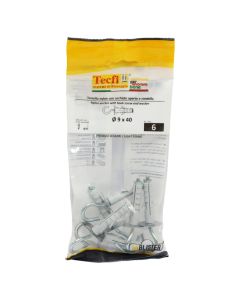 Nylon anchor with washer and hook screw, zp, Ø9x40 - M4mm, Bag 6