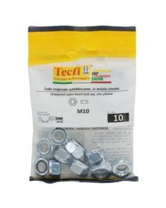 Nylon insert lock hexagonal nut,zinc plated DIN 982, M10mm, Bag 10