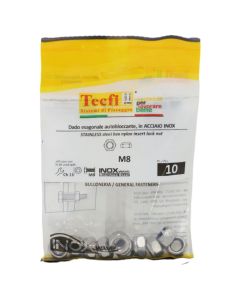Nylon insert lock thin hexagonal nut, INOX A2 (AISI 304) DIN985, M8mm, Bag 10