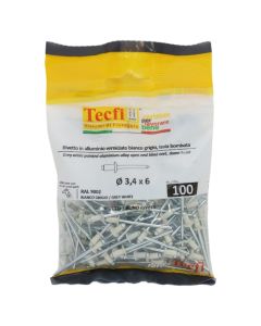 white dome blind rivets, al/zp steel ISO 15977-RAL 9002 grey, Ø 3,4x6mm, Bag 100