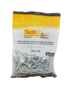 white dome blind rivets, al/zp steel ISO 15977-RAL 9002 grey, Ø 3x10mm, Bag 100