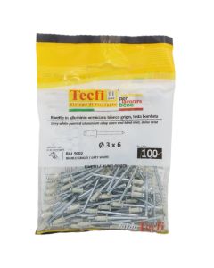 white dome blind rivets, al/zp steel ISO 15977-RAL 9002 grey, Ø 3x6mm, Bag 100