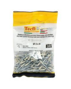 white dome blind rivets, al/zp steel ISO 15977-RAL 9002 grey, Ø 3x8mm, Bag 100