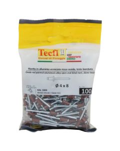 oxide red dome blind rivets, al/zp steel RAL 3009 , Ø 4x8mm, Bag 100