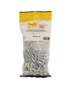 Open end dome head blind rivets, al/zp steel, Ø 4,8x12mm, Bag 100