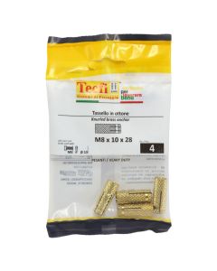 Plug brass anchor, M8(Ø10)x28mm, Bag 4